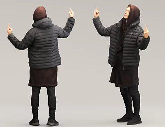 Dancing happily and cheering passers- 3d model