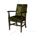 Vintage Accent Chair With Green Velvet Fabric Gold Patterns And Dark Wooden Arms Legs