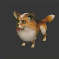 Cute Brown And White Corgi Figurine With Shiny Eyes Standing On Black Background