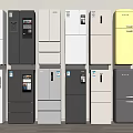 Multiple Modern Refrigerators and Freezers with Various Colors and Styles 3d model
