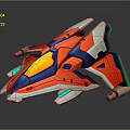 Vibrant Futuristic Spaceship Model Showcasing Cosmic Aerodynamic Design And Colorful Details