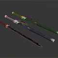 Three Decorative Swords With Metal Blades And Sheaths For Collection