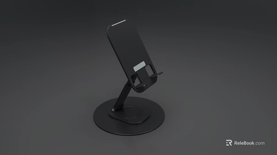 Black Adjustable Phone Stand With Circular Base For Desktop Smartphone Holding 3d model 