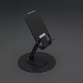 Black Adjustable Phone Stand With Circular Base For Desktop Smartphone Holding 3d model