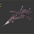 Dark Colored Military Fighter Jet With Red Star Emblems And Sharp Design 3d model