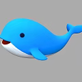 Adorable Cartoon Blue Whale with Open Mouth Black Eyes and White Belly