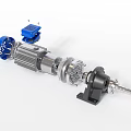 Industrial Drive System With Blue Control Unit Silver Motor And Gear Assembly