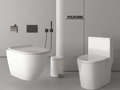 POLIFORM Modern White Ceramic Toilets With Wall Hung And Floor Mounted Designs 3d model
