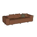 Modern Brown And Beige Sectional Sofa With Multiple Cushions And Striped Accent