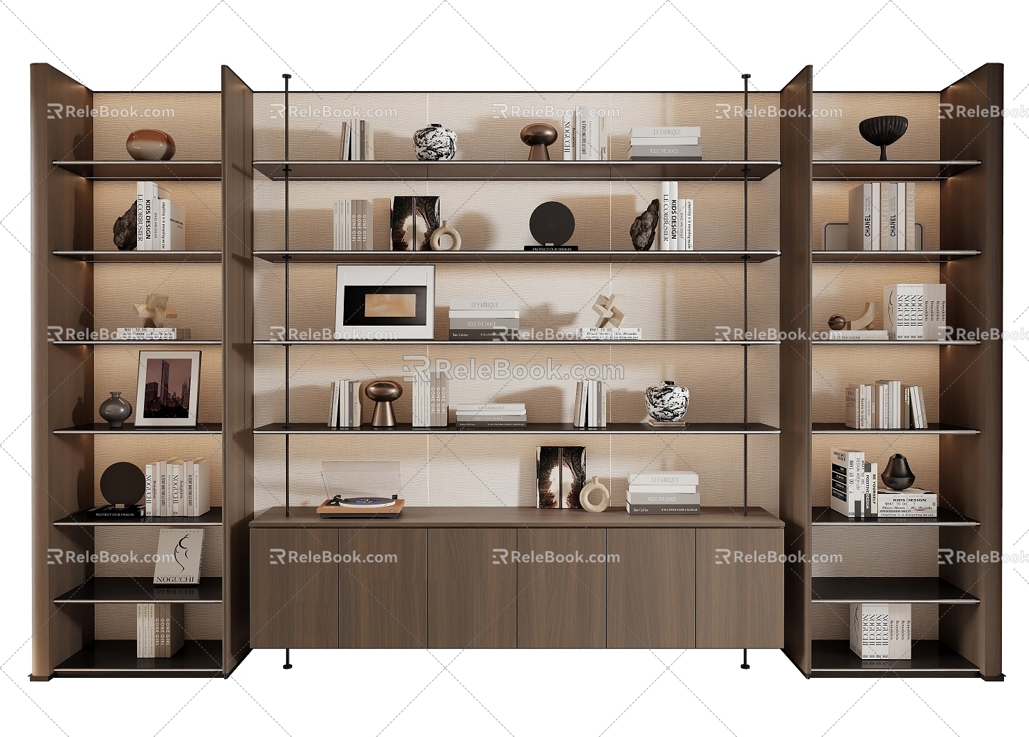 Light Luxury Open Bookcase Jewelry Decoration Display Cabinet 3d model