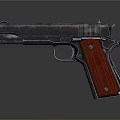 Vintage Pistol Classic Design With Metal Body And Red Grip Shiny Finish On Dark Background