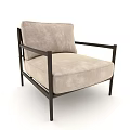 Modern Leisure Accent Chair With Beige Upholstered Seat And Dark Brown Metal Frame