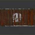 Rusty Shipping Container With Striped Surface And White Logo Metal Structure