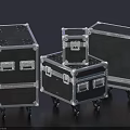 Durable Black Equipment Cases With Silver Trim Wheels And Various Sizes 3d model