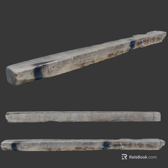 Natural Stone and Wood Construction Materials with Textured Surfaces and Rustic Design 3d model