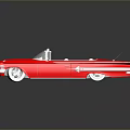 Red Classic Convertible Car With White Interior Open Top And Chrome Details