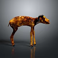 Standing Brown Yellow Textured Ram Sculpture on Dark Reflective Surface