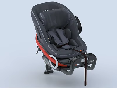 Modern Baby Car Seat With Safety Features And Red Accents 3d model