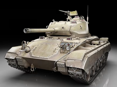 Realistic Detailed Military Tank Model With Cannon Turret And Tracks 3d model