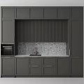 Modern Dark Grey Kitchen Cabinets with Stone Countertop and Range Hood 3d model