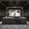 Modern Dark Home Theater Interior With Sofa Projector And Large Screen 3d model