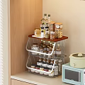 Fresh Fruit Storage Solutions with Metal Wood Three Tier Kitchen Shelf and Appliances
