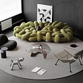 Sofa Coffee Table Combination Fabric Sofa Python Sofa Creative Sofa Leisure Chair Glass Coffee Table Special-shaped Sofa 3d model