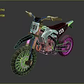 Off Road Motorcycle With 235 Number Pink Rims White Black Body And Green Accents