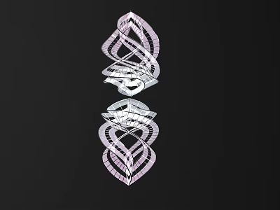 Elegant Hollow Spiral Pendant With Pink And White Lines Decorative Design 3d model