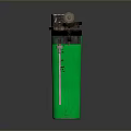 Green Lighter With Black Text And Metal Ignition Mechanism Design