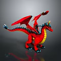 Red Dragon Game Movie Character With Red Wings Blue Mane Yellow Belly And Black Claws