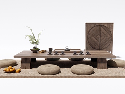 Tatami Tea Table and Chair Tea Table Side Cabinet Decorative Cabinet model