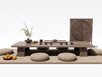 Tatami Tea Table and Chair Tea Table Side Cabinet Decorative Cabinet 3d model