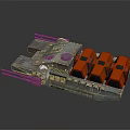 Military Armored Vehicle With Multiple Orange Containers And Heavy Duty Platform