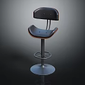 Modern Black Leather Bar Stool With Adjustable Metal Frame And Round Base 3d model