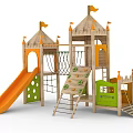 Nordic Style Outdoor Slide Outdoor Slide Nordic Style Castle Slide Log Slide Solid Wood Slide Castle Slide 3d model