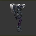 Intricate Decorative Axe With Glowing Blue Purple Accents And Ornate Design