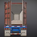 Green Semi Truck Cab Featuring Red Container Trailer On Dark Backdrop 3d model