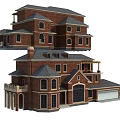 Classic Brick Detached House Design With Tile Roof Front Porch And Attached Garage
