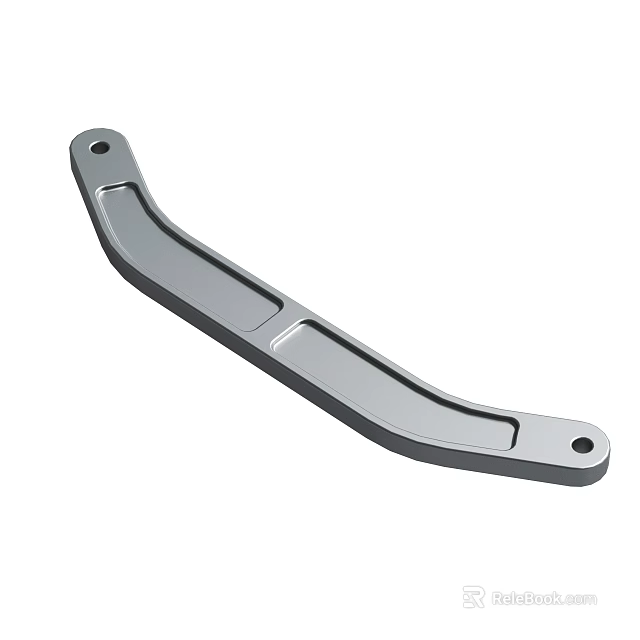 Metal Bracket Component With Two Holes And Elongated Flat Design 3d model