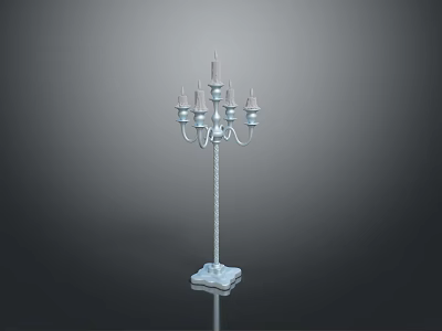 Elegant White Candelabra With Multiple Candle Holders And Square Base 3d model