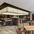 Modern Restaurant Interior With Wooden Bar Counter Open Layout And Large Windows