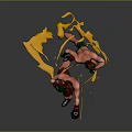 Game And Movie Characters Two Boxers In Dynamic Fighting Action With Yellow Splashes