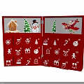 Red Christmas Advent Calendar with Decorative Drawers and Festive Holiday Elements