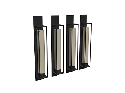 Modern Wall Lamps Set of Four with Black Frame and Rectangular Light Panels 3d model
