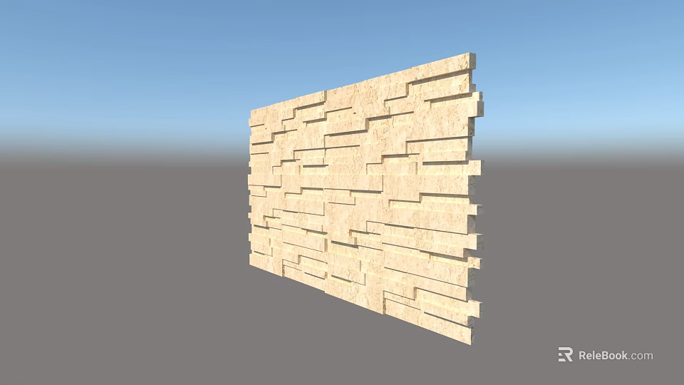 Natural Stone Feature Wall With Layered Slate Design And Textured Surface 3d model 