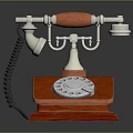 Vintage Rotary Dial Telephone With Wooden Base And Metal Handset In Mobile Digital
