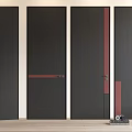 Modern Black Hinged Doors With Red Decorative Strips For Interior Design 3d model