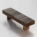 Rustic Wooden Stool With Dark Brown Planks And Metal Legs Design