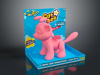 Soft Pink Fluffy Cat Plush Toy From Fluffy Cat Collection With Soft Texture 3d model